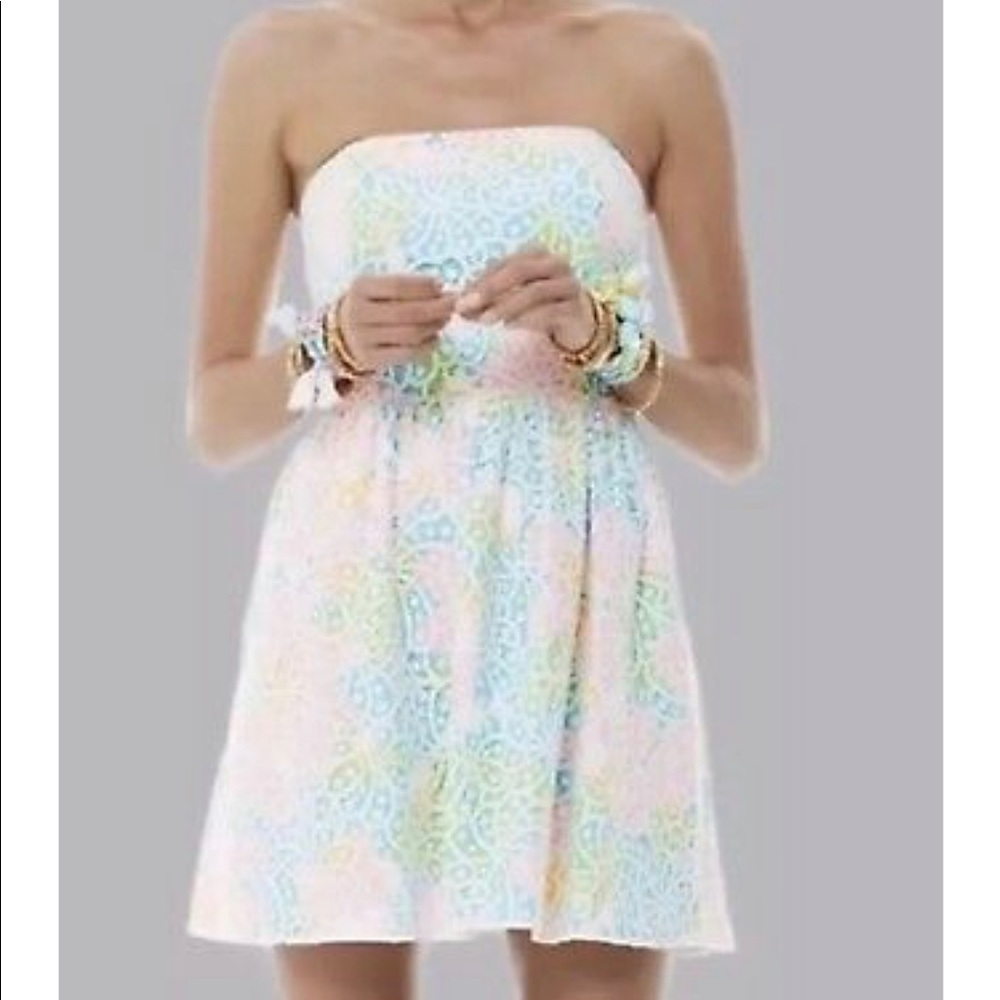 LILLY PULITZER LOTTIE STRAPLESS LACE DRESS - Picture 2 of 7